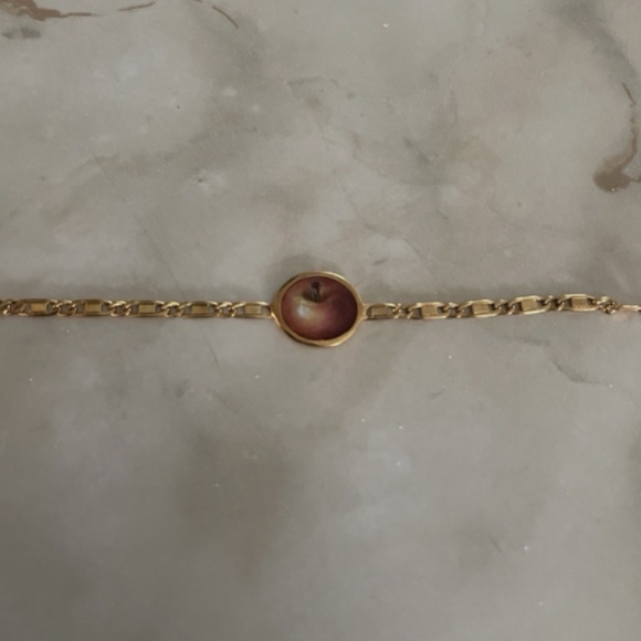 18 K Gold Fruit Bracelet Impa Italy Vintage Watermelon, Grapes, And Apple 3.72 G - Picture 6 of 9